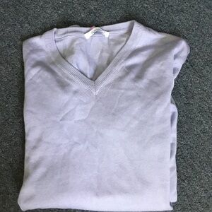 Men's V-Neck Sweater in Light Lavender 100% cotton.